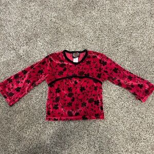 Harley-Davidson Red and Black Floral Kids Long Sleeve Tee